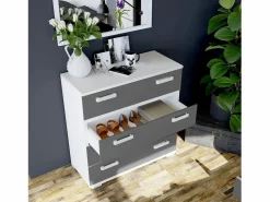 duehome Cómoda Ataneq Blanco - Grafito Marru00f3n