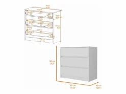 TuHome Cómoda|Cómoda Austin en melamina con tres cajones de riel metalico , 80 cm X 85 cm X 42 cm ,