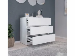 TuHome Cómoda|Cómoda Austin en melamina con tres cajones de riel metalico , 80 cm X 85 cm X 42 cm ,