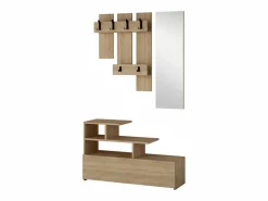 Concept-Usine Armario De Entrada|Cómoda blanca y madera de 4 cajones LODZ