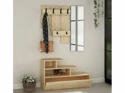 Concept-Usine Armario De Entrada|Cómoda blanca y madera de 4 cajones LODZ