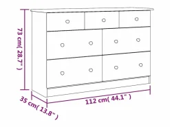 vidaxl Cómoda|Cómoda cajonera ALTA madera maciza pino 112x35x73 cm