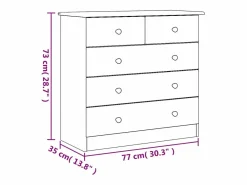 vidaxl Cómoda|Cómoda cajonera ALTA madera maciza pino 77x35x73 cm