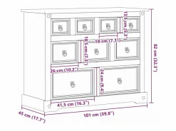 vidaxl Cómoda|Cómoda cajonera Corona madera maciza de pino 101x45x82 cm