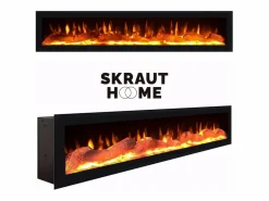 Skraut Home Cómoda, Cajonera, 214x35x75cm, Dormitorio, habitación, Chimenea eléctrica, Cemento Gris Clearance