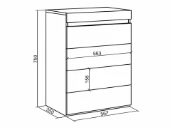 Cómoda, Cajonera, 57x35x75cm, Dormitorio, habitación, Con almacenamiento, Blanco y negro^Skraut Home Online