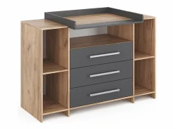 Vicco Mueble De Bebé|Cómoda cambiador antracita/sonoma 143x70x100 oskar