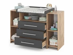 Vicco Mueble De Bebé|Cómoda cambiador antracita/sonoma 143x70x100 oskar