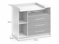 Vicco Cómoda cambiador /gris 113x53x100 oskar Blanco Clearance
