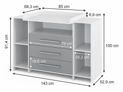 Cómoda cambiador /gris 143x70x100 oskar^Vicco Hot