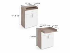 Vicco Mueble De Bebé|Cómoda cambiador /sonoma 75x50x100 lena