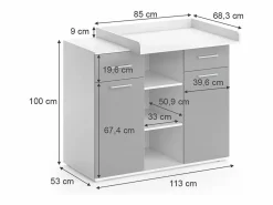 Vicco Mueble De Bebé|Cómoda cambiador 113x70x109 leonie