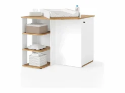 Vicco Mueble De Bebé|Cómoda cambiador roble blanco/dorado 85x85x77.3 kristian