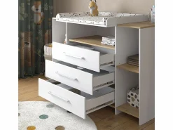 Cómoda cambiador roble blanco/dorado 143.2x53.1x93 oskar^Vicco Outlet