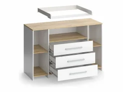 Cómoda cambiador roble blanco/dorado 143.2x53.1x93 oskar^Vicco Outlet