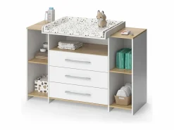 Cómoda cambiador roble blanco/dorado 143.2x53.1x93 oskar^Vicco Outlet