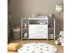 Cómoda cambiador roble blanco/dorado 143.2x53.1x93 oskar^Vicco Outlet