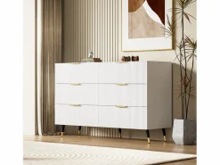 Cómoda con 6 cajones - 120 x 40 x 77 cm - Tablero de partículas - para salón, dormitorio - Color^Merax Best