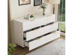 Cómoda con 6 cajones - 120 x 40 x 77 cm - Tablero de partículas - para salón, dormitorio - Color^Merax Best