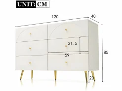 ModernLuxe Cómoda con 6 cajones - patas doradas - de aglomerado - Blanco Online