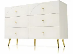 ModernLuxe Cómoda con 6 cajones - patas doradas - de aglomerado - Blanco Online