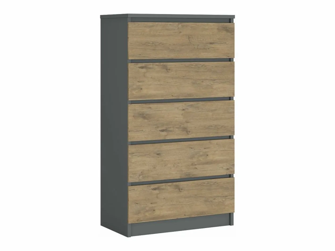Cómoda con 5 cajones: antracita/roble lancelot, 70 x 39 x 125 cm^ Discount