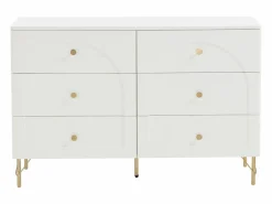 Vente-unique Cómoda con 6 cajones en color y dorado - ALOBARA Blanco Hot