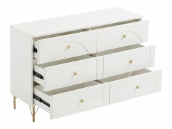 Vente-unique Cómoda con 6 cajones en color y dorado - ALOBARA Blanco Hot