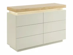 Cómoda con 6 cajones en mdf lacado con LEDs color natural y beige - HALO^Vente-unique Sale