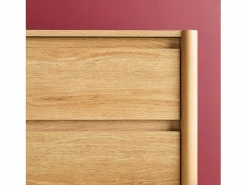 Sweeek Cómoda|Cómoda con decoración de madera, 6 cajones natural