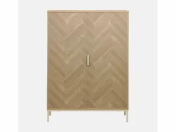 Sweeek Cómoda con efecto madera y espiga de 2 puertas, 80cm natural Marru00f3n