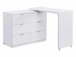 Vente-unique Cómoda con ángulo pivotante de 6 cajones en y dorado - DRANOVA de Pascal Morabito Blanco Hot