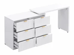 Vente-unique Cómoda con ángulo pivotante de 6 cajones en y dorado - DRANOVA de Pascal Morabito Blanco Hot