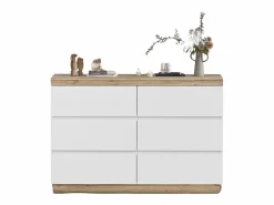 Cómoda de 6 cajones - 110 x 40 x 67,5 cm - para dormitorio y salón - Aglomerado E1 - + roble^Merax