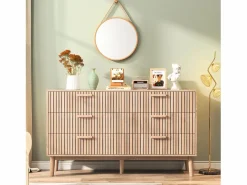 Cómoda de 6 cajones 115 cm Color madera natural, 100 x 34 x 73cm^ Online