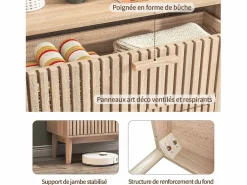 Cómoda de 6 cajones 115 cm Color madera natural, 100 x 34 x 73cm^ Online