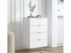 Muebles Niño|Cómoda|Cómoda de 4 cajones - Mueble de almacenaje - Dormitorio/Salón - 90 x 34 x 60 cm - Estilo escandinavo -