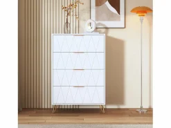 Muebles Niño|Cómoda|Cómoda de 4 cajones - Mueble de almacenaje - Dormitorio/Salón - 90 x 34 x 60 cm - Estilo escandinavo -