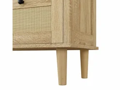 Cómoda de 4 cajones con cajones de ratán y patas de madera maciza, para dormitorio, salón, 80x80x40cm Color natural claro Sale