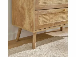 Calicosy Cómoda|Cómoda de 3 cajones con frentes de ratán natural L80 cm - PALMO
