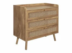 Calicosy Cómoda|Cómoda de 3 cajones con frentes de ratán natural L80 cm - PALMO