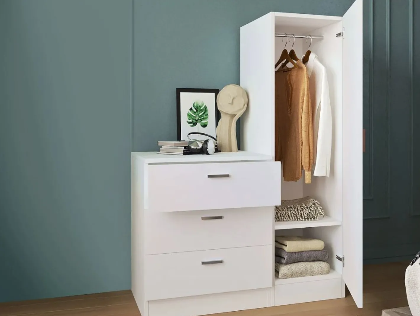 Vente-unique Cómoda|Armario|Cómoda de 3 cajones con mueble y espejo - VITORIO