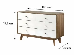 Cómoda de 6 Cajones Efecto Madera y Blanco - ALBURA^Calicosy Best