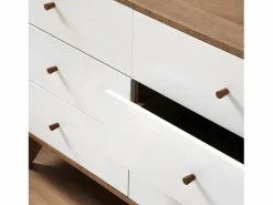 Cómoda de 6 Cajones Efecto Madera y Blanco - ALBURA^Calicosy Best