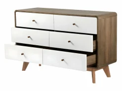 Cómoda de 6 Cajones Efecto Madera y Blanco - ALBURA^Calicosy Best