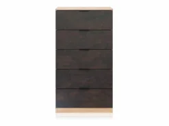 duehome Cómoda de 5 cajones formato vertical en roble canadian y óxido 60x110 cm Akari Roble Canadian - Óxido Gris Sale