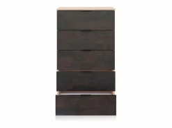 duehome Cómoda de 5 cajones formato vertical en roble canadian y óxido 60x110 cm Akari Roble Canadian - Óxido Gris Sale