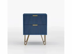 Cómoda de 2 cajones, mesita de noche, aparador, 60 x 40 x 70 cm, Azul Outlet