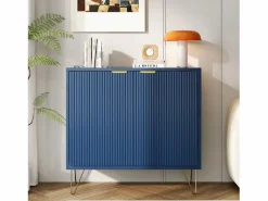 Cómoda de 2 puertas con estante, aparador, mueble de cocina, dormitorio, 80 x 40 x 78 cm, Azul Online