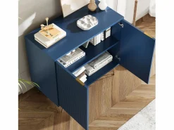 Cómoda de 2 puertas con estante, aparador, mueble de cocina, dormitorio, 80 x 40 x 78 cm, Azul Online